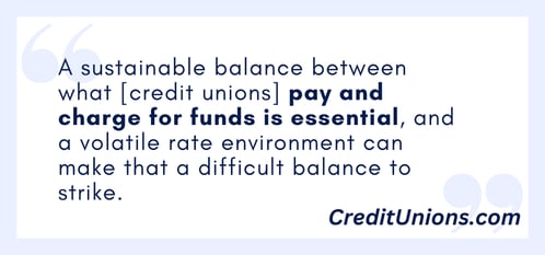 a sustainable balance between what [credit unions] pay and charge for funds